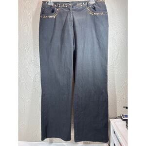 Ruby Rd. Women's Straight Leg Beaded Embellished Black Jeans Plus Size 16‎